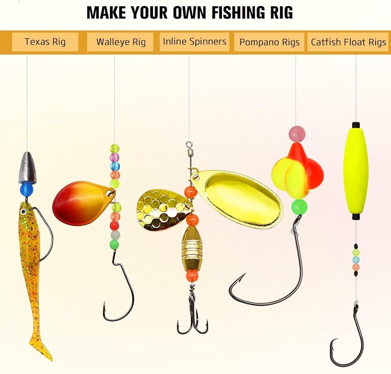 Dovesun Fishing Beads Fishing Line Beads Glow in Dark Fishing Beads for Saltwater 1035pcs/600pcs/250pcs/120pcs Colorful Beads for Fishing Rigs Fishing Bait Eggs - Image 3